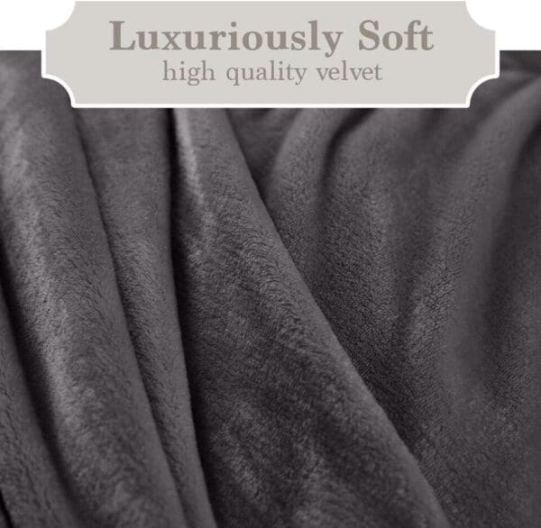 Throw Blanket Soft Plush Reversible Velvet and Sherpa Queen/Full 90x90 GRAY Color - Image 3