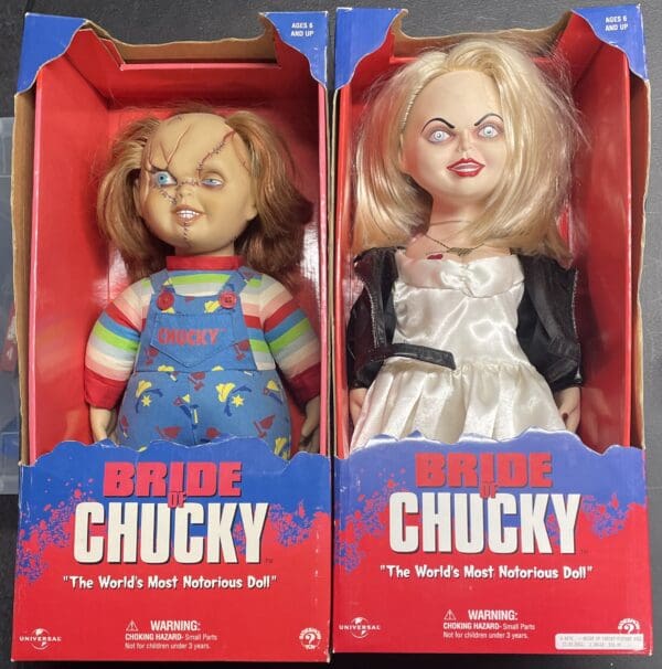 Set Bride Of Chucky / Tiffany 18" Doll Sideshow Toys 1999 Plush Horror Scar Version