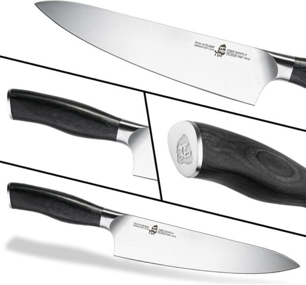 A set of four knives with different handles.