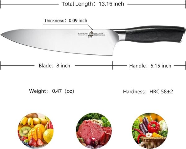 A knife with the measurements of each blade and weight.