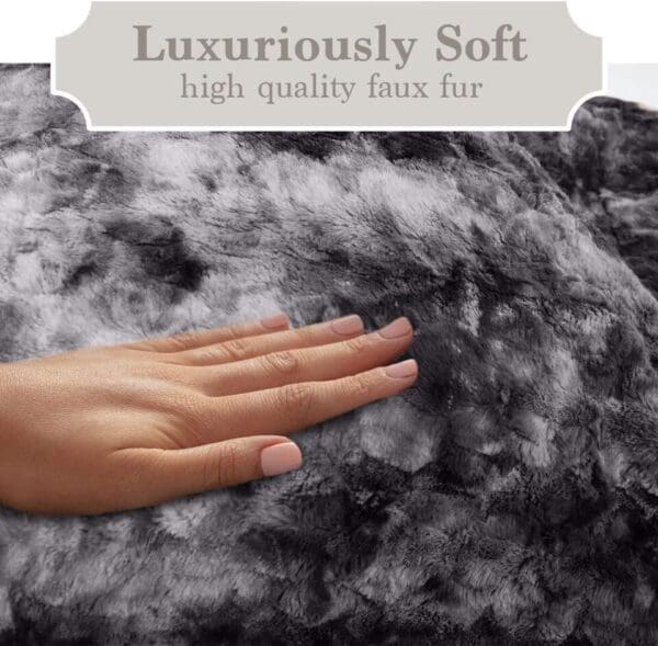 Throw Blanket Soft Plush Reversible Velvet Sherpa Queen 90x90 Warm Tie Dye Gray Color - Image 5