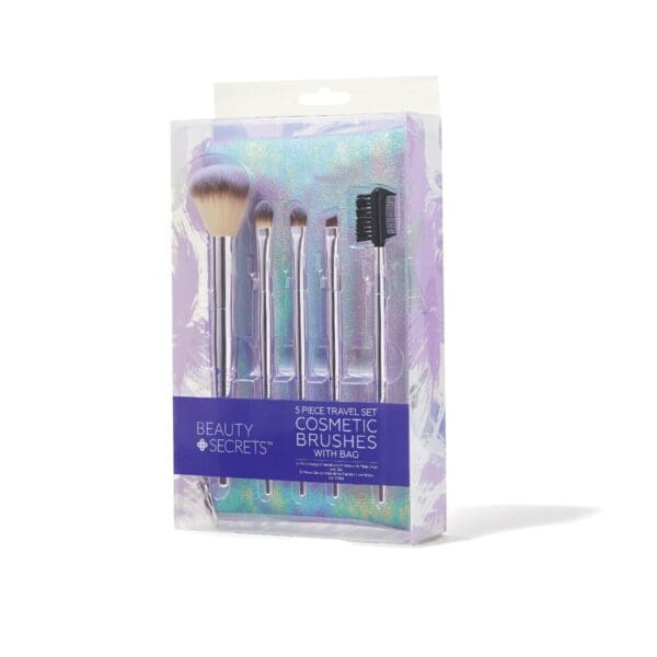 Beauty Secrets 5 Piece Travel Cosmetic Brush Set with Bag