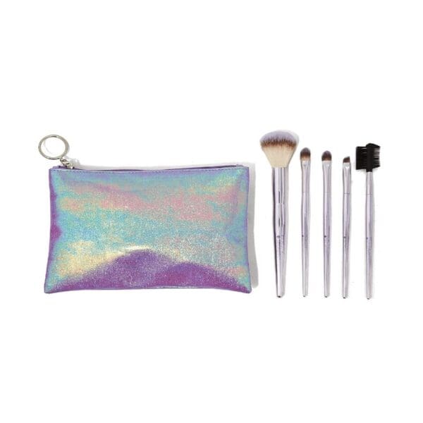 Beauty Secrets 5 Piece Travel Cosmetic Brush Set with Bag - Image 2