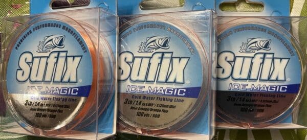 3 Spools Sufix Ice Magic Monofilament Neon Orange 100yds (3 Lb Test) 603-0NONO