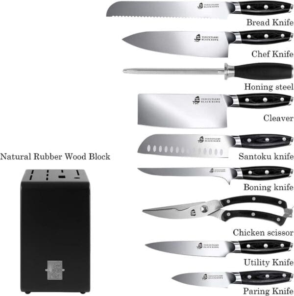 A black box with 1 2 different knives on it