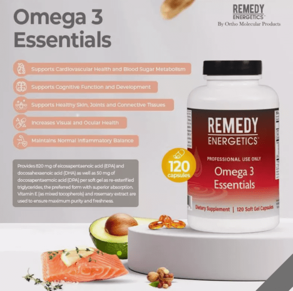 Remedy Energetics Omega 3 Essentials 120 Soft Gels EPA DHA DPA OrthOmega 820 Ortho Molecular Products - Image 9